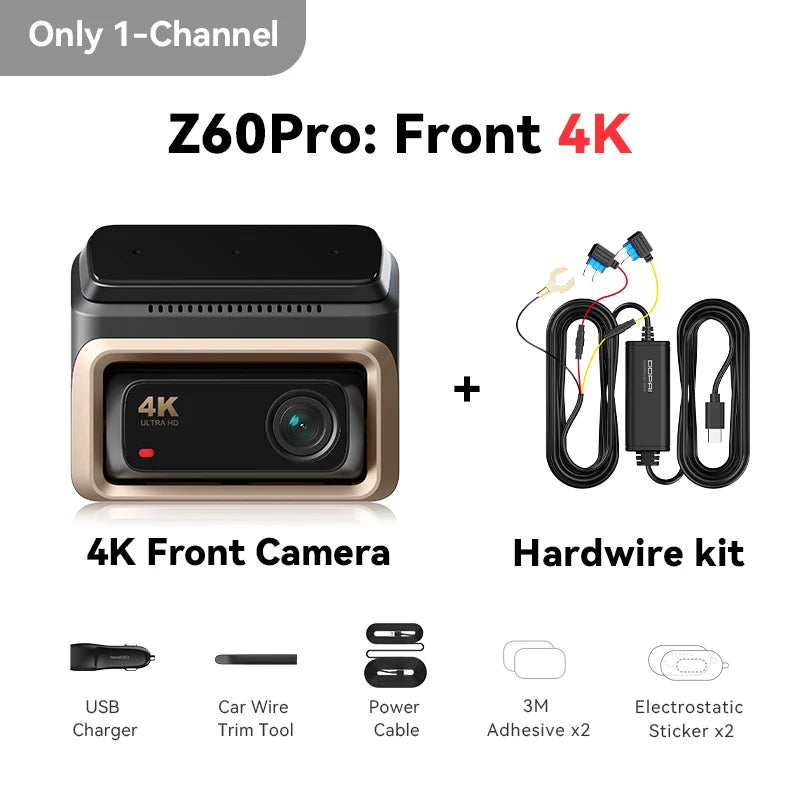 4K Dash Cam Front and Rear Interior Camera with HDR, 5GHz Wi‑Fi, GPS, ADAS, 4G Support