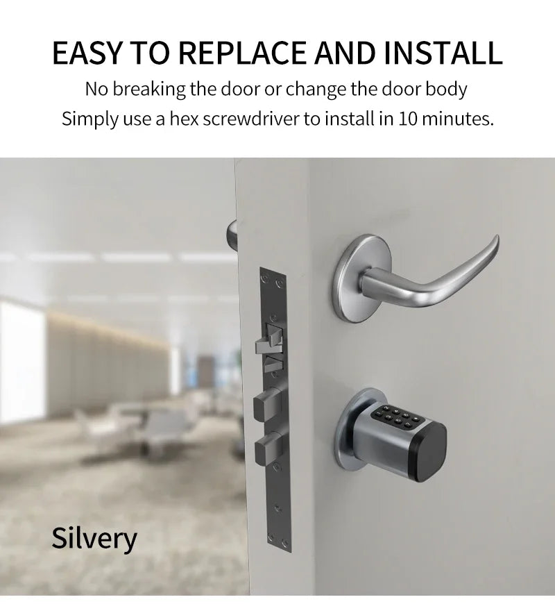 Electronic Digital Tuya Smart Lock Cylinder with Fingerprint Password App Bluetooth Card Mechanical Key Easy Replacement Battery