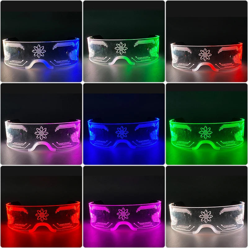 Cool Luminous Colorful LED Light Up Glasses Glowing Neon Light Flashing Party Glasses For Nightclub DJ Dance Party Decor