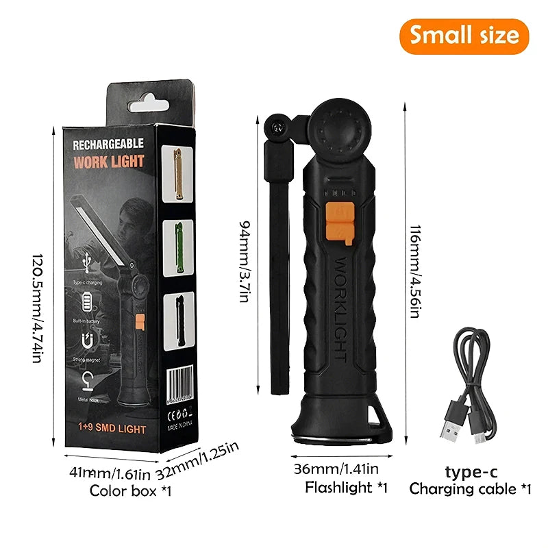 Rechargeable Work Light with Magnetic Base and Hook