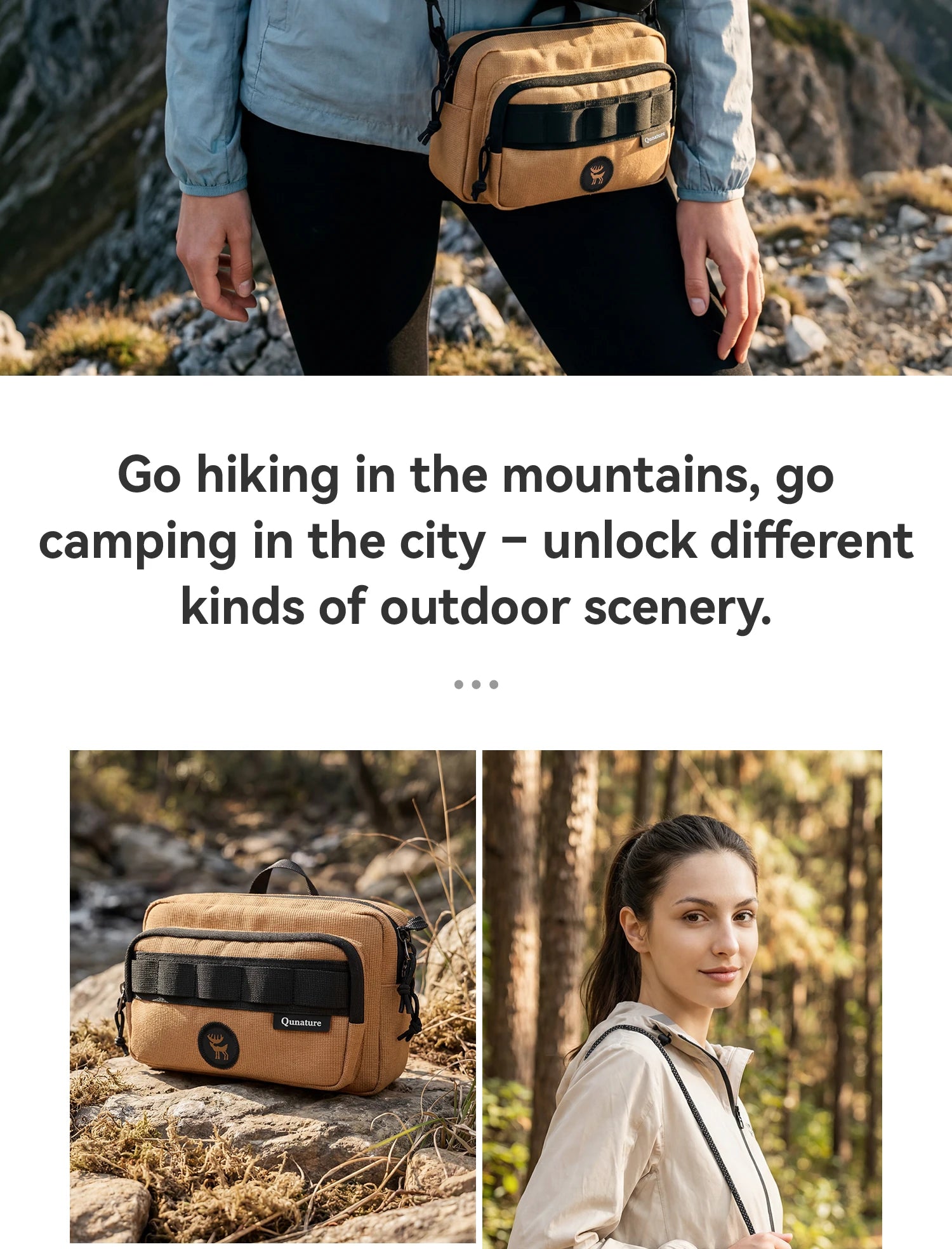 Wasserfeste Umhängetasche zum Wandern mit Sling-Gurt und Stauraum