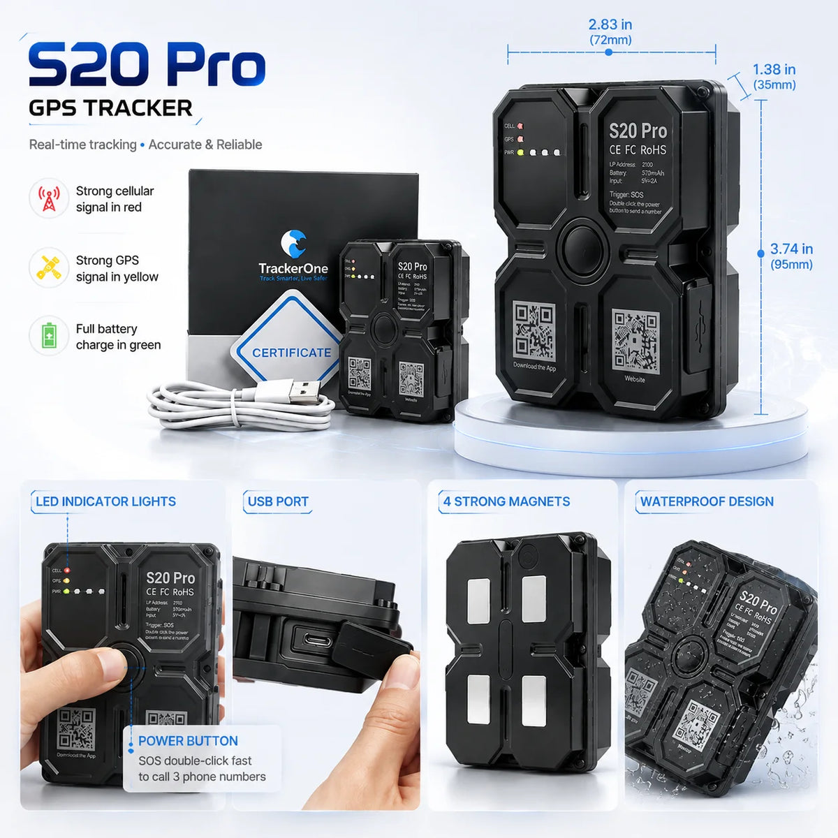 4G GPS tragac magnet trajno 7500mAh GPS tragac 4G GPS lokator vodootporan vozilo duga vijek baterije Realno vrijeme pozicije
