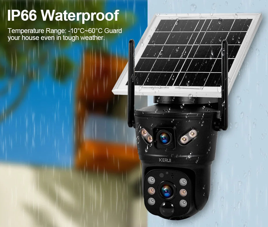 6MP Solar Powered 4G WiFi Dual Lens Outdoor Security Camera