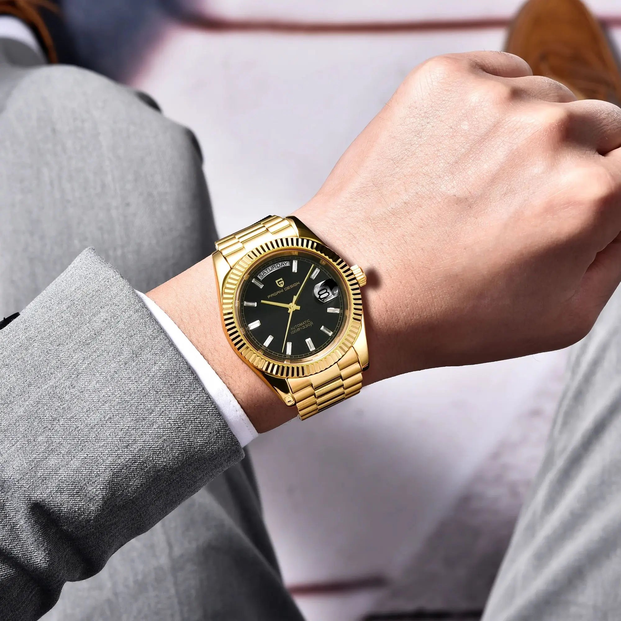 Pagani Design Automatic Gold Watch 40MM Sapphire Steel Waterproof