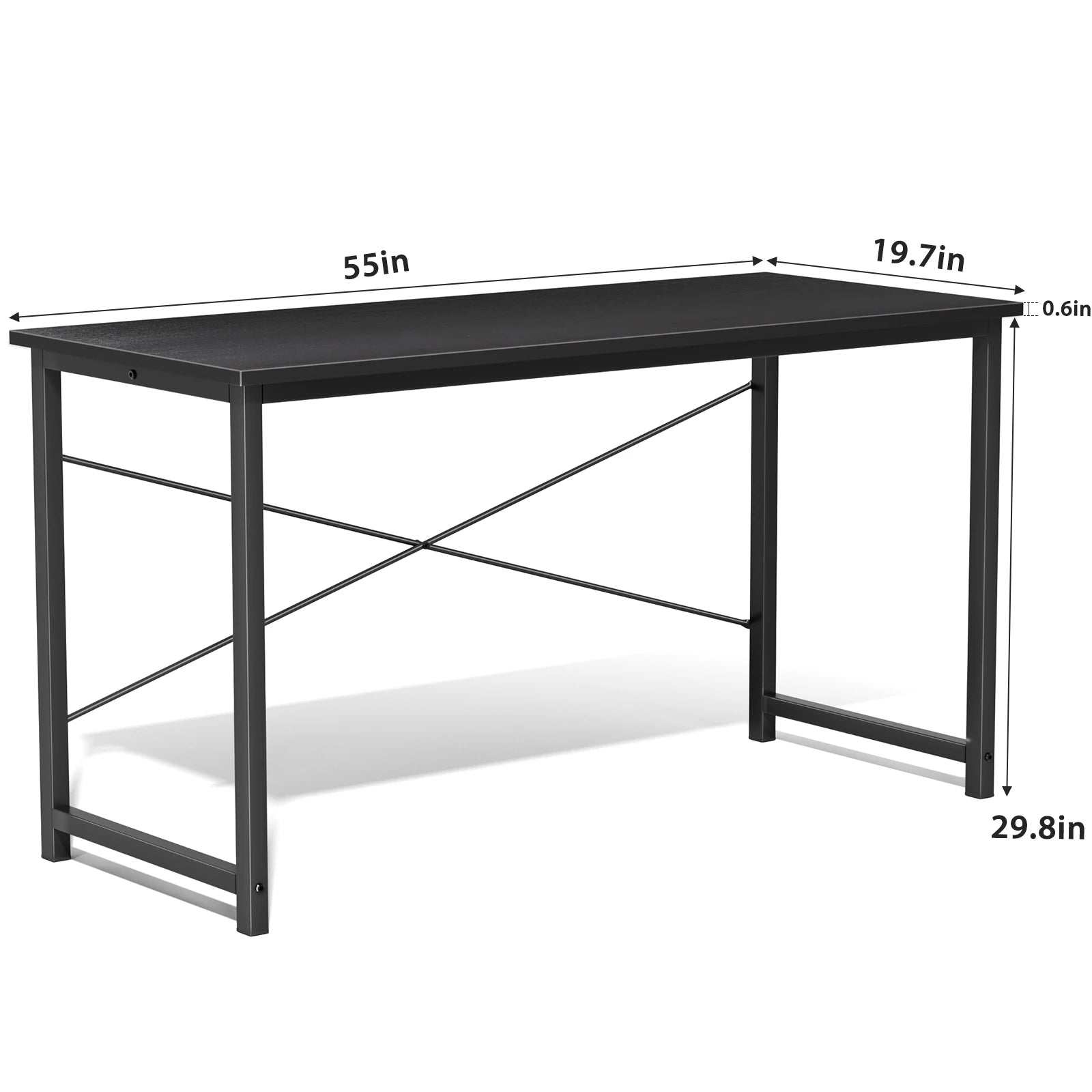 Modern Compact Computer Desk with Metal Frame & Wood Top