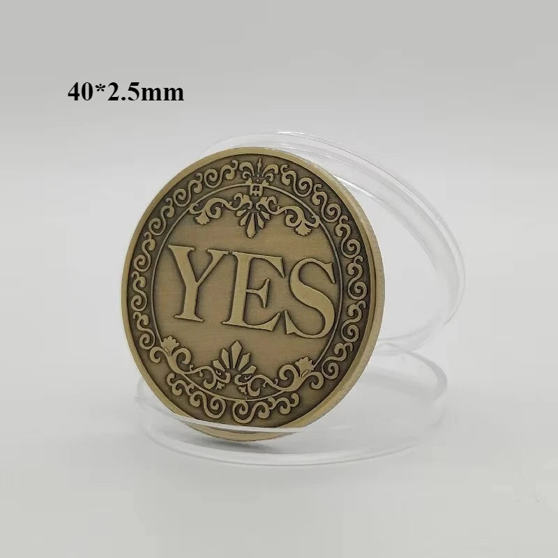 1PC Bronze Yes or No Commemorative Coin Souvenir Non-currency Coins Game Prop Challenge Coins Collection Decoration Crafts