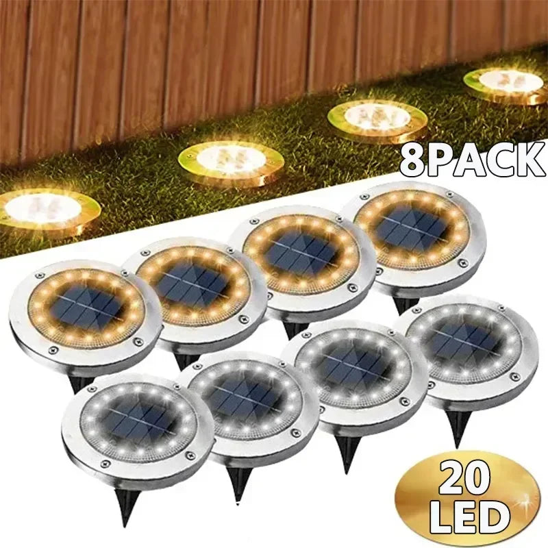 Solar Ground Disc Lights for Garden Decoration