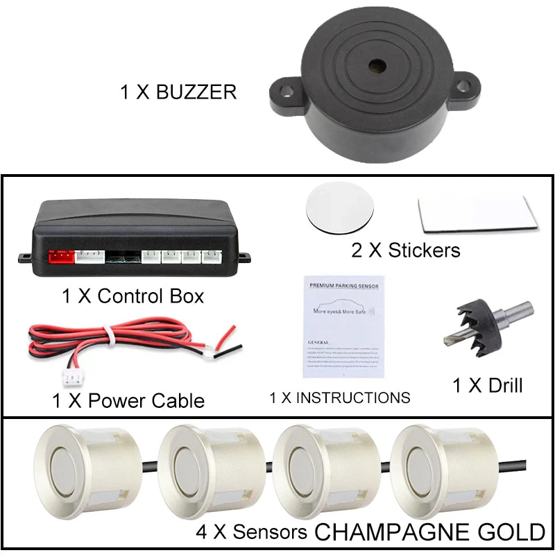 12 V Einparkhilfe-Set - Vier Sensoren mit 22 mm