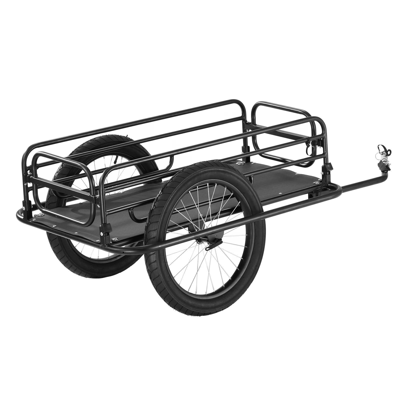 SucceBuy Reboque de Carga para Bicicleta de 275 lbs/125 kg, Bicicleta Carrinho de Mão Foldável Compacto, com Engate Universal, Rodas de 20", Compatível com a Maioria das Bicicletas