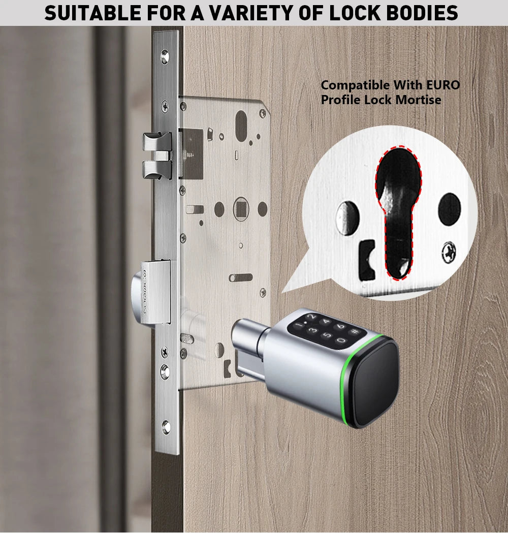 TTLock Smart Lock Cylinder with Keypad, APP Password IC Card Mechanical Key, Adjustable Euro Profile Door Lock