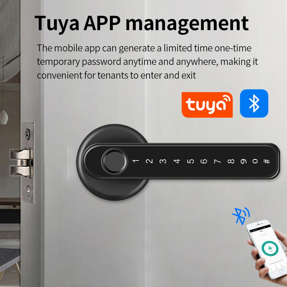 Bluetooth Fingerprint and Keypad Door Handle Lock