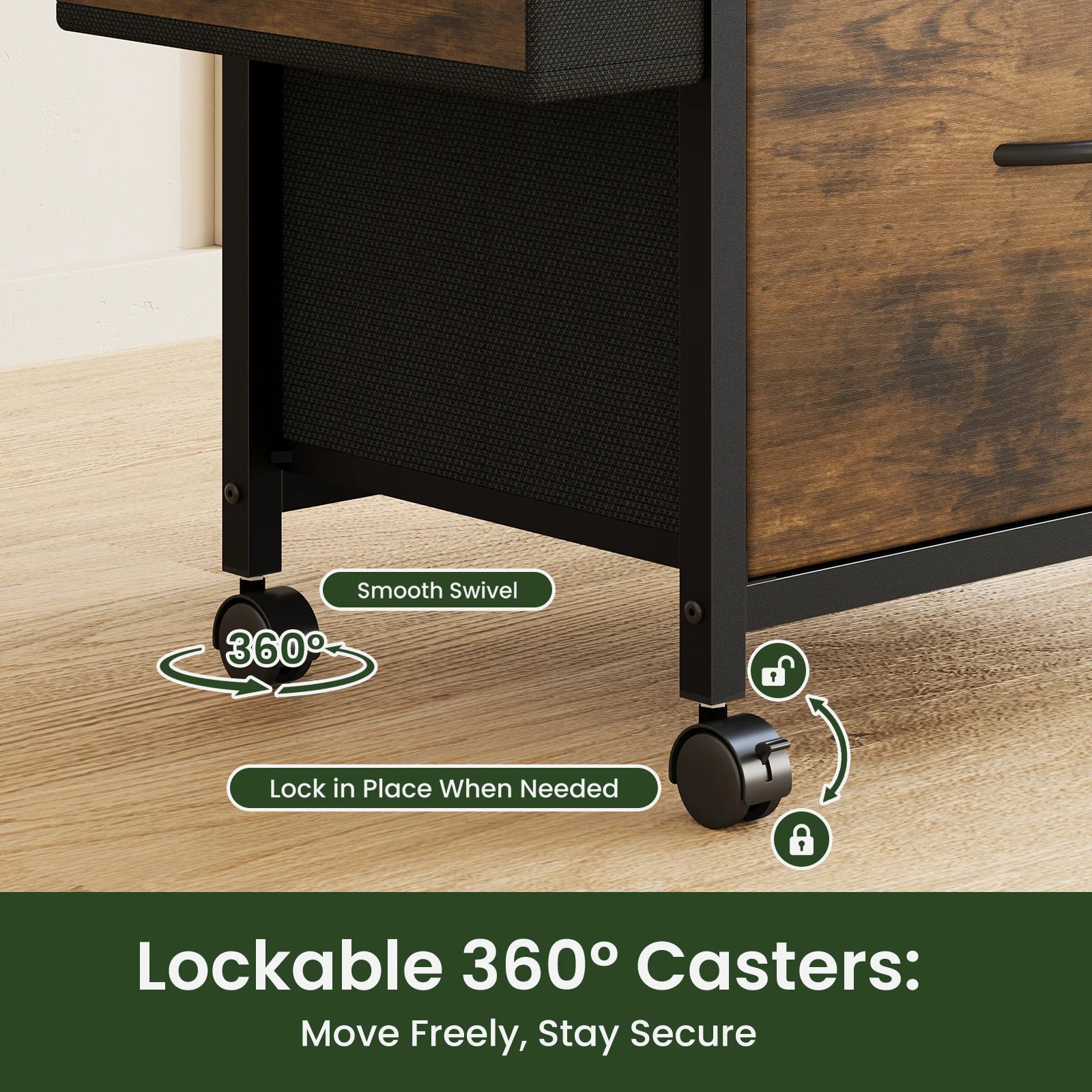 Rolling File Cabinet with Drawers, Printer Stand & Storage Shelf