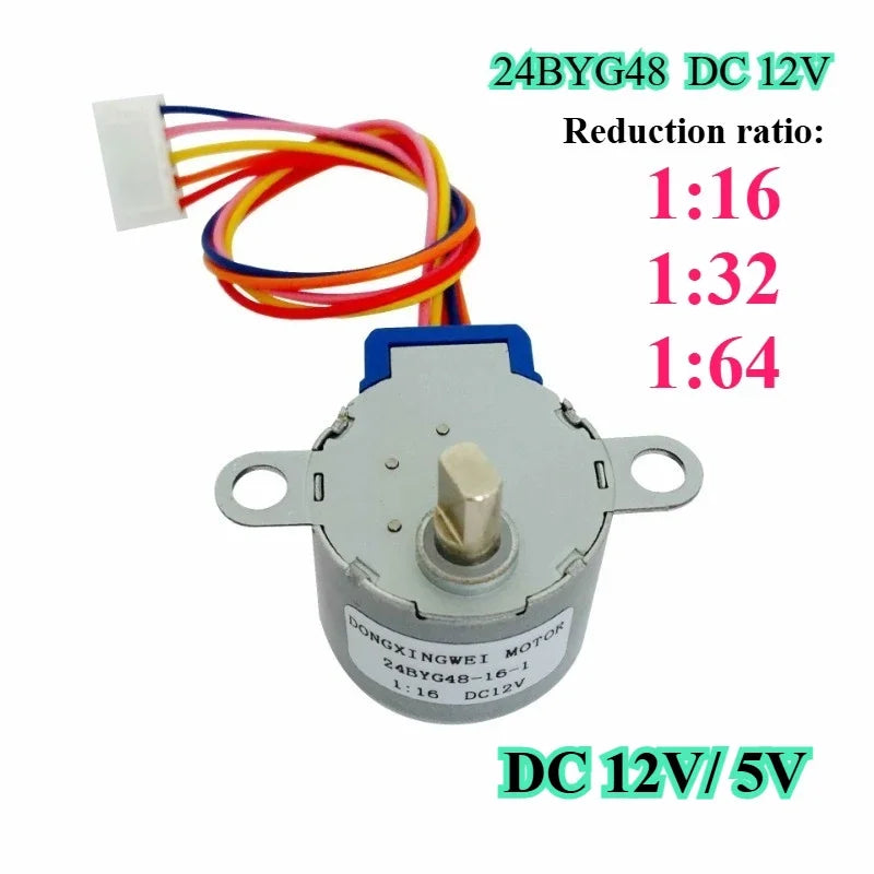 Schrittmotor 24BYG48, DC-Motor 12 V 5 V, CNC-Untersetzung, Drehzahlverhältnis 1:16, 1:32, 1:64, 24jyb48