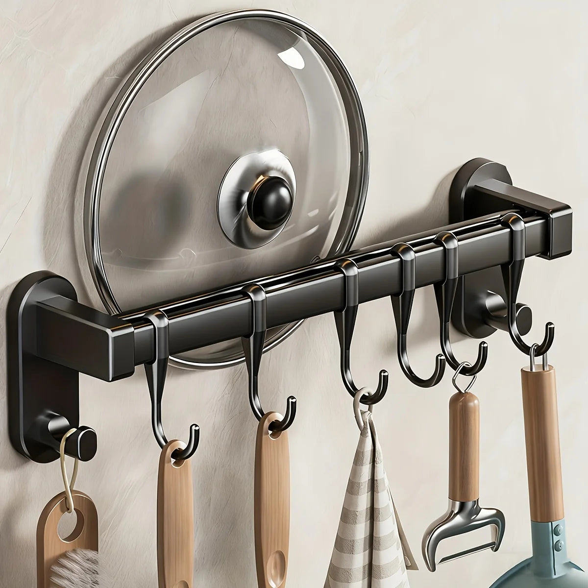 Wall-Mounted Plastic Kitchen Storage Rack, Adhesive or Screws