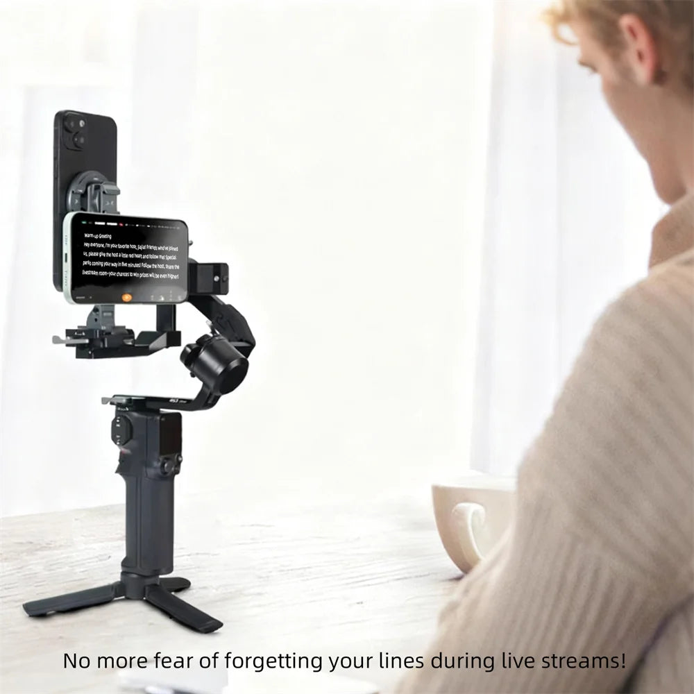 Dual-Phone Teleprompter and Camera Support