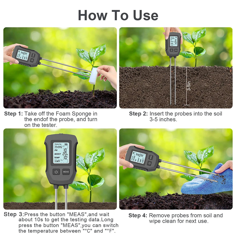 Digital Soil Tester - Three or Five Functions