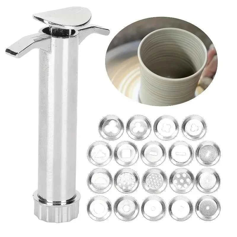 Stainless-Steel Clay Extruder with Shape Discs
