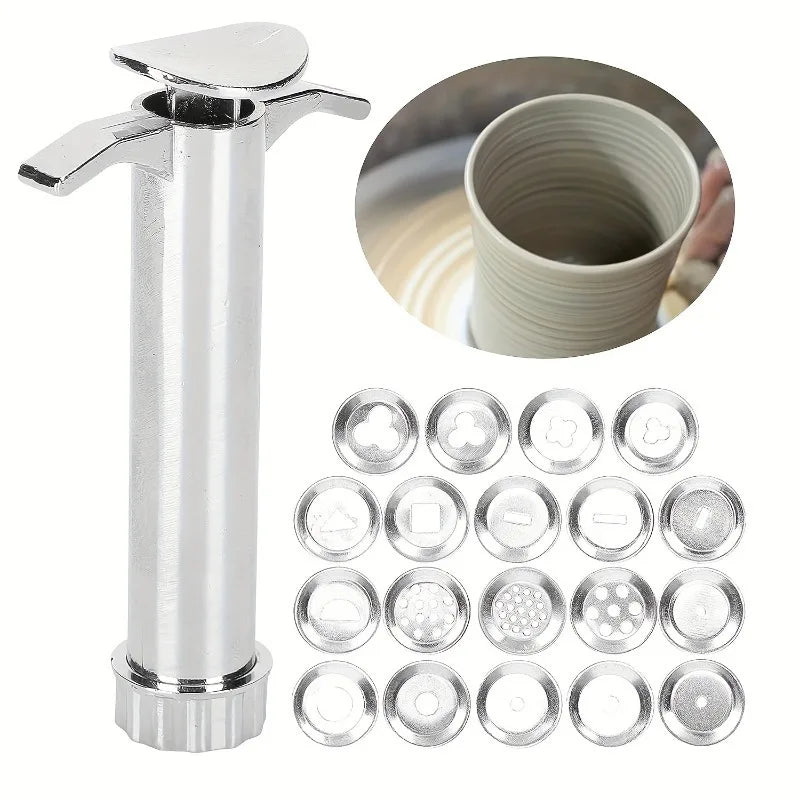 Stainless-Steel Clay Extruder with Shape Discs