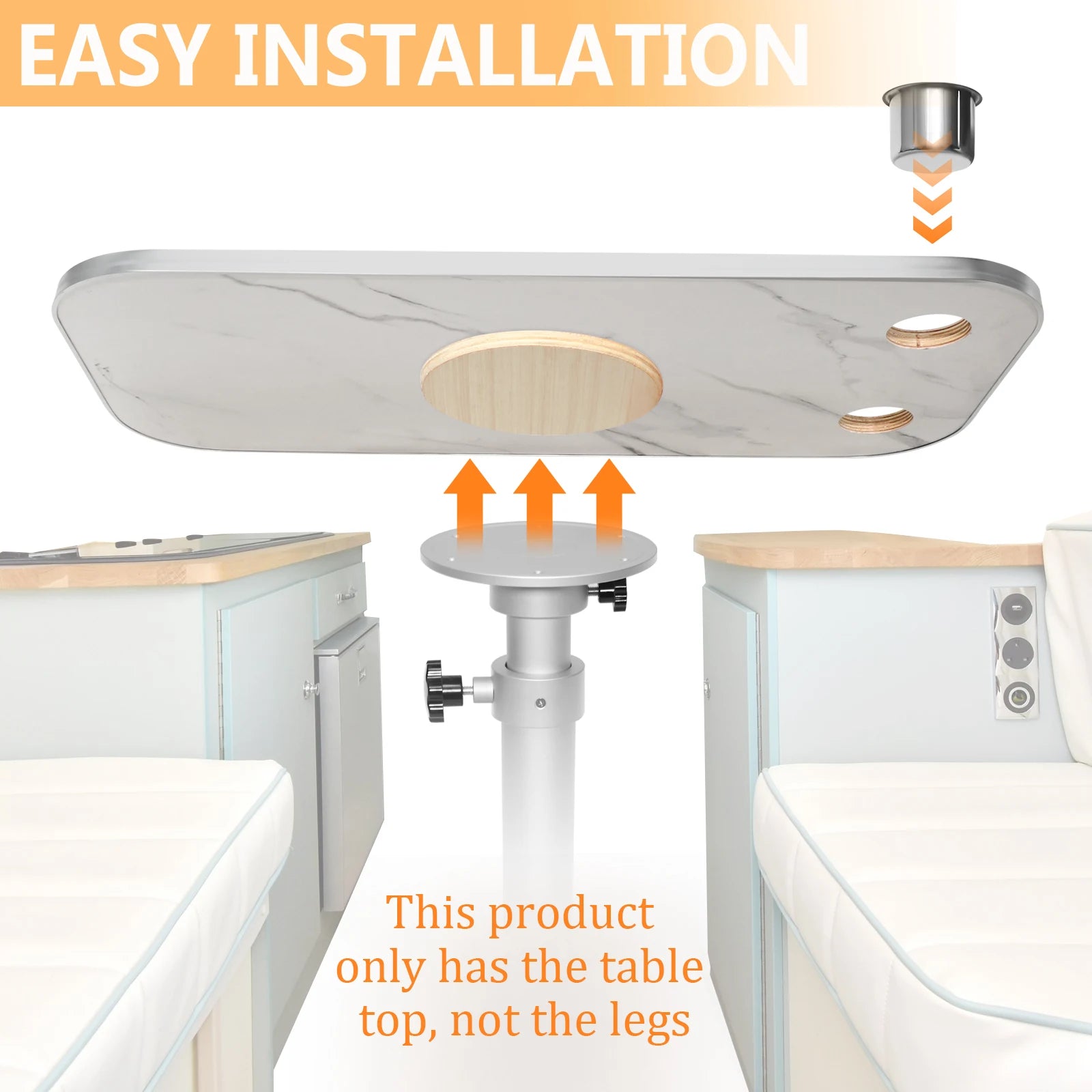 RV Camping Table Set with Cup Holders and Adjustable Legs
