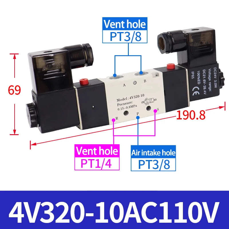 Pneumatický ventil 4V320-10 a možnosti těla ventilu