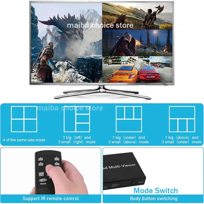 Vier-Ingangen HDMI Quad Multiviewer