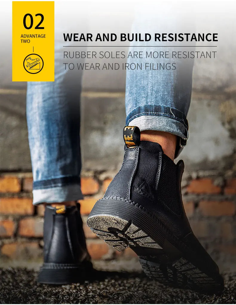 Men Lerther Work Boots Indestructible Safety Shoes Men Steel Toe Puncture-Proof Work Sneakers Male Work Shoes