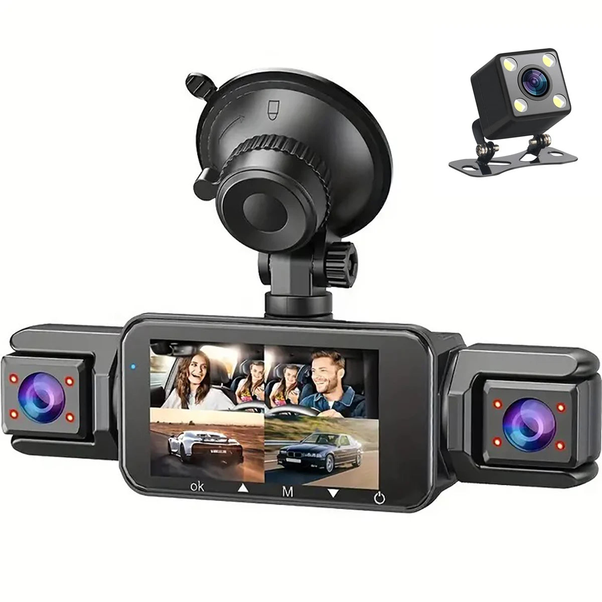 4-linse 360° dashcam med natvision og 24-timers parkeringsovervågning