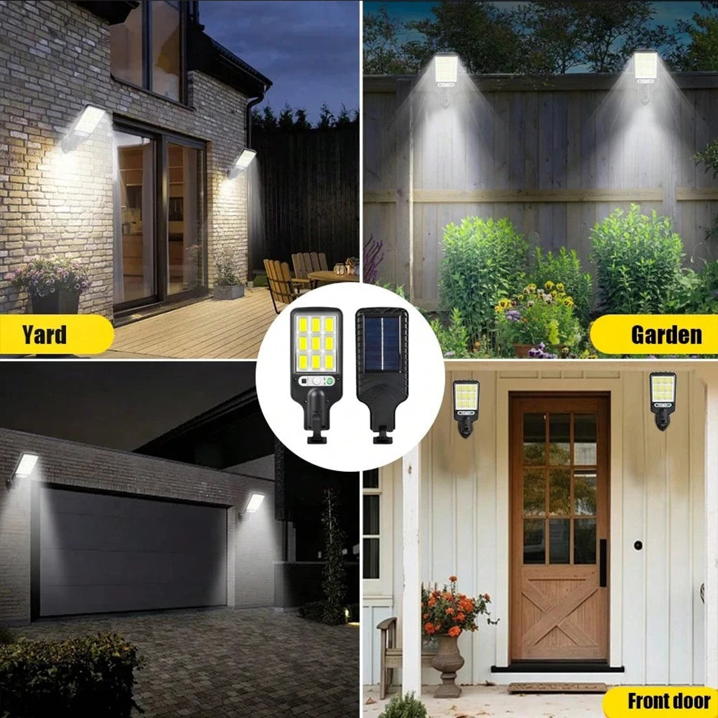 Solar Outdoor Motion Sensor Wall Light, 108 LED, Remote Control, IP65 Waterproof
