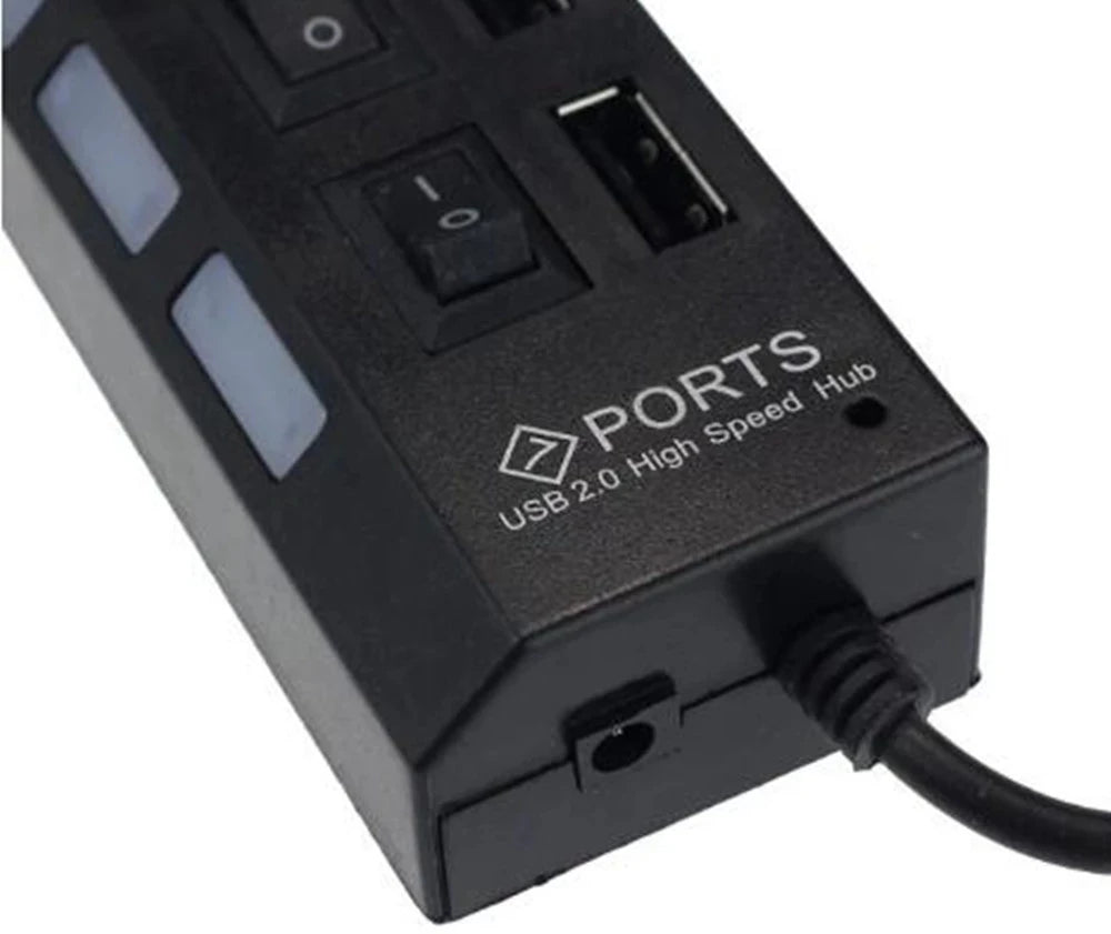 USB-2.0-Hub mit 7 Anschlüssen für Computer