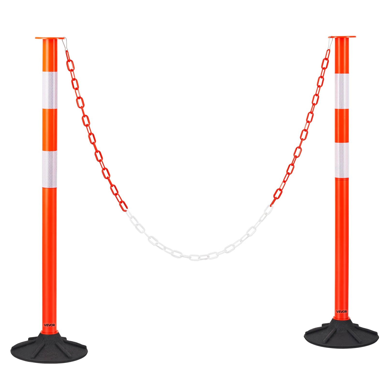SucceBuy 2/3/4/6/12 Pack Traffic Delineator Posts 34/45 in with Weighted Base Reflective Strips for Construction Site Parking