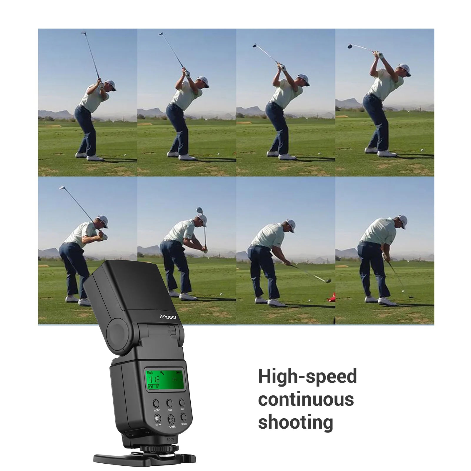 Blesk Andoer GN40 s nastavitelným LED světlem pro vyplnění