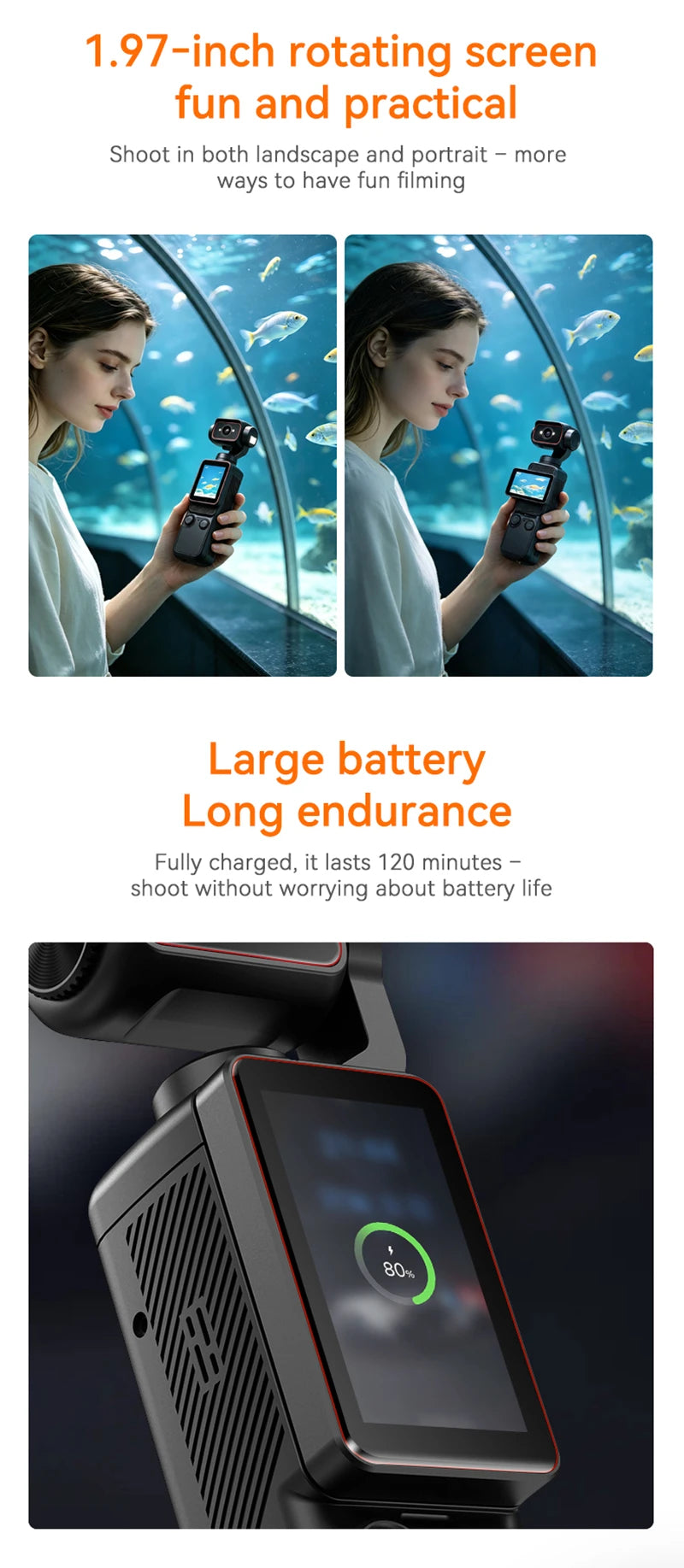 Pocket Action Camera with Rotating Lens