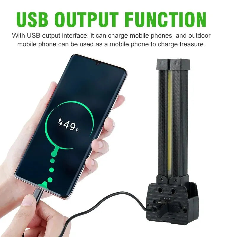 Strong Flashlightoutdoor Multifunctional Camping Lightingflashlight Auto Repair Work Lightfolding COB Light