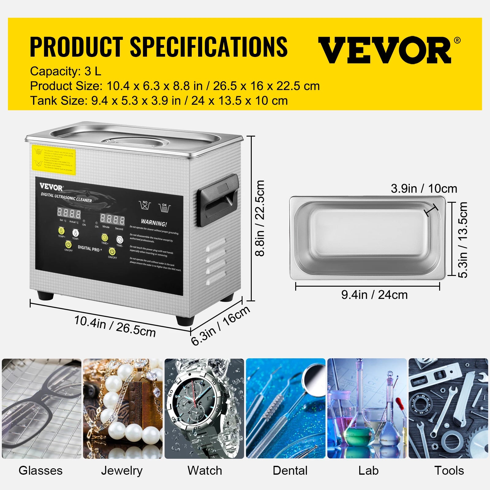Nettoyeur à ultrasons 2L–15L 40kHz Machine de nettoyage en profondeur avec chauffage