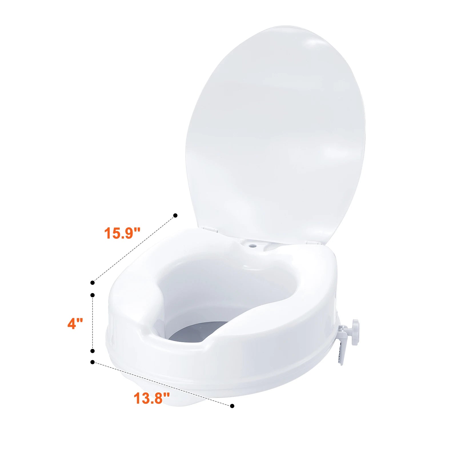 Povišeno sjedalo za WC 5 inča s zaključavajućim sustavom, nosivost 300 lb