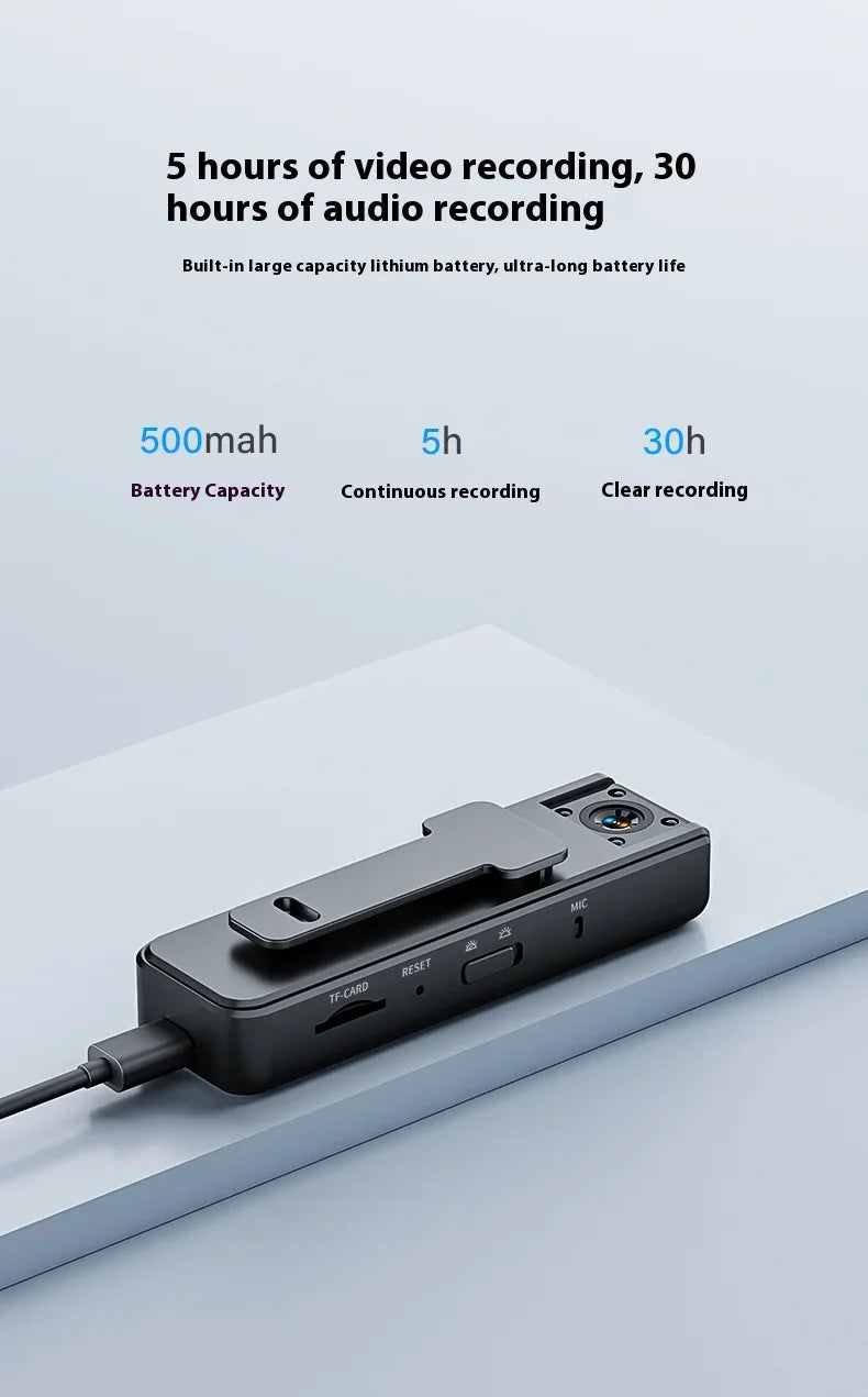 Outdoor Back-Clip Night Vision Recorder 1080p with Rotatable Lens