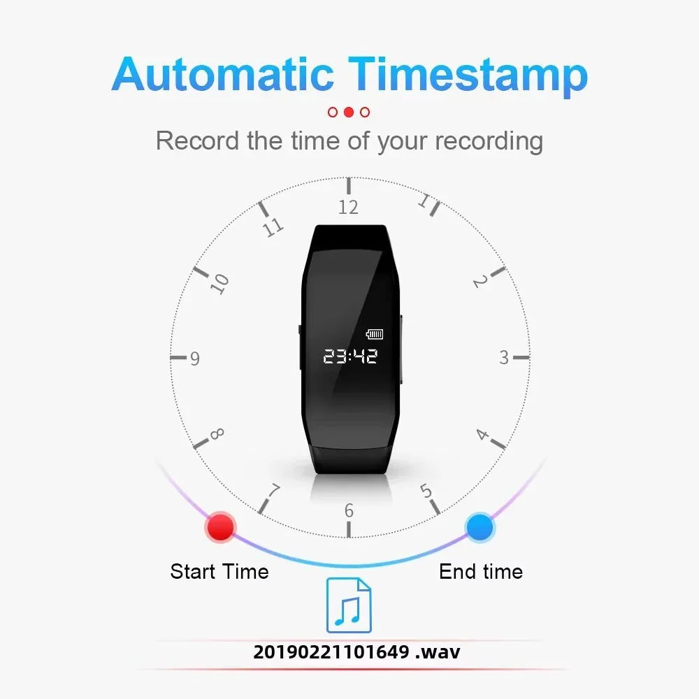256GB Mini Camera Watch Audio Video Recording Bracelet USB Flash Driver Dictaphone Noise Reduce Sound Recording Wristband