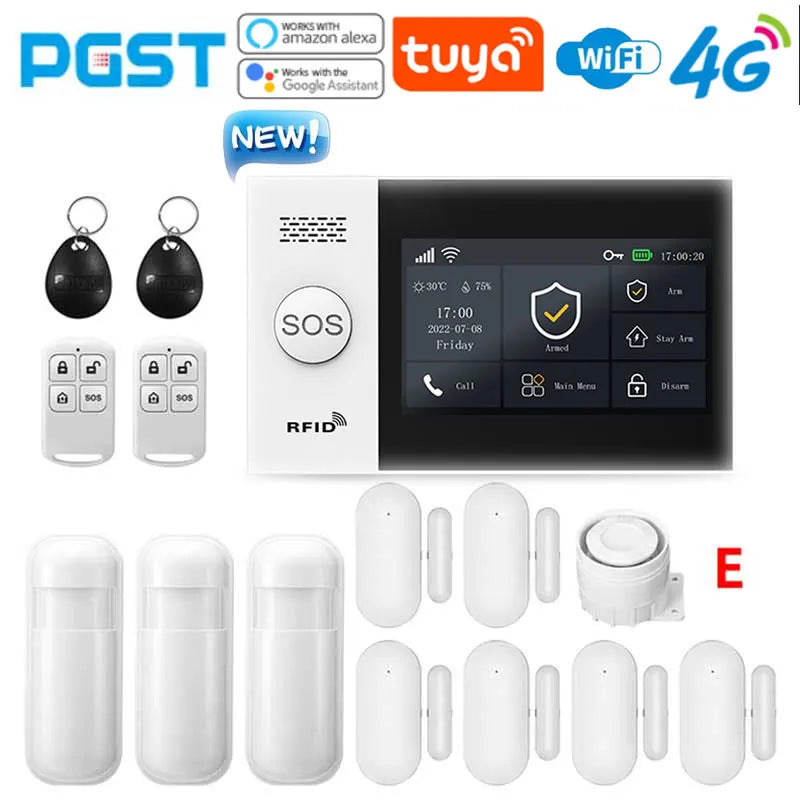 PGST PG-107 4G Tuya bežični WIFI GSM kućni alarm sustav sa sigurnosnim kamerama senzor pokreta vrata osigurač alarm burglar Alexa & Google