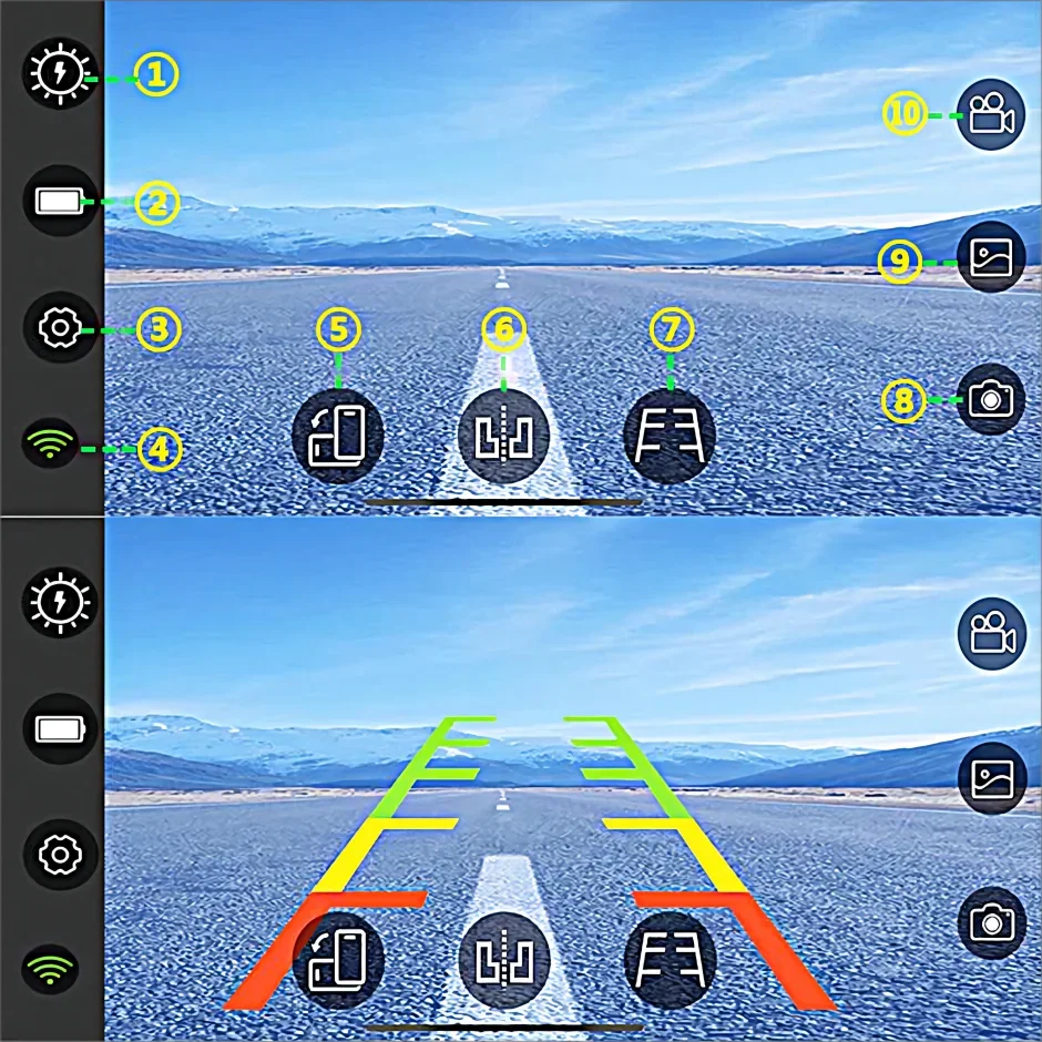 GreenYi Wireless Solar Energy 5G WiFi HD 1080P Rear/Front License Camera with Built-in 4800mAh Battery for iPhone For Car Van RV