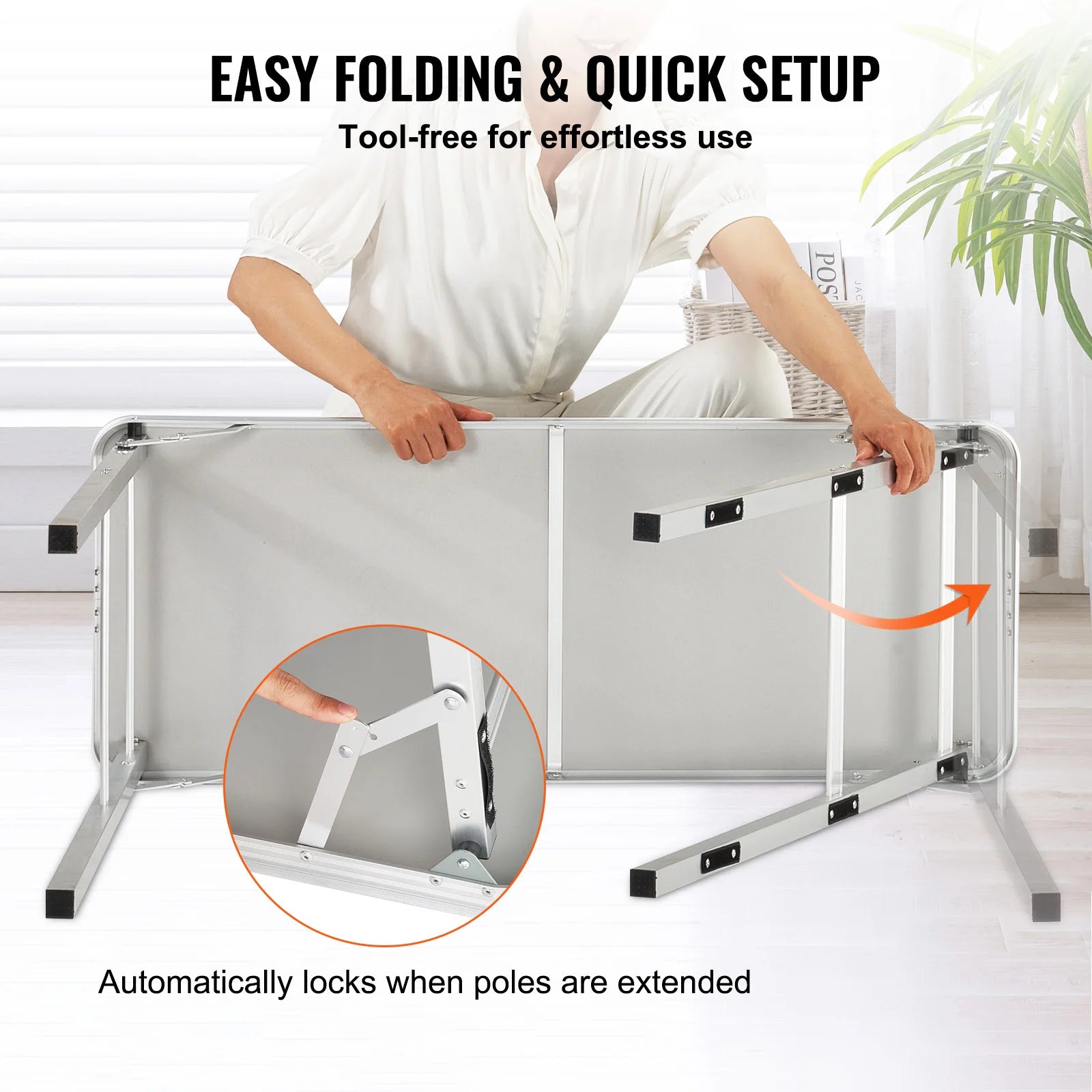 Folding Trade Show Counter Table with Storage Shelf & Carry Bag