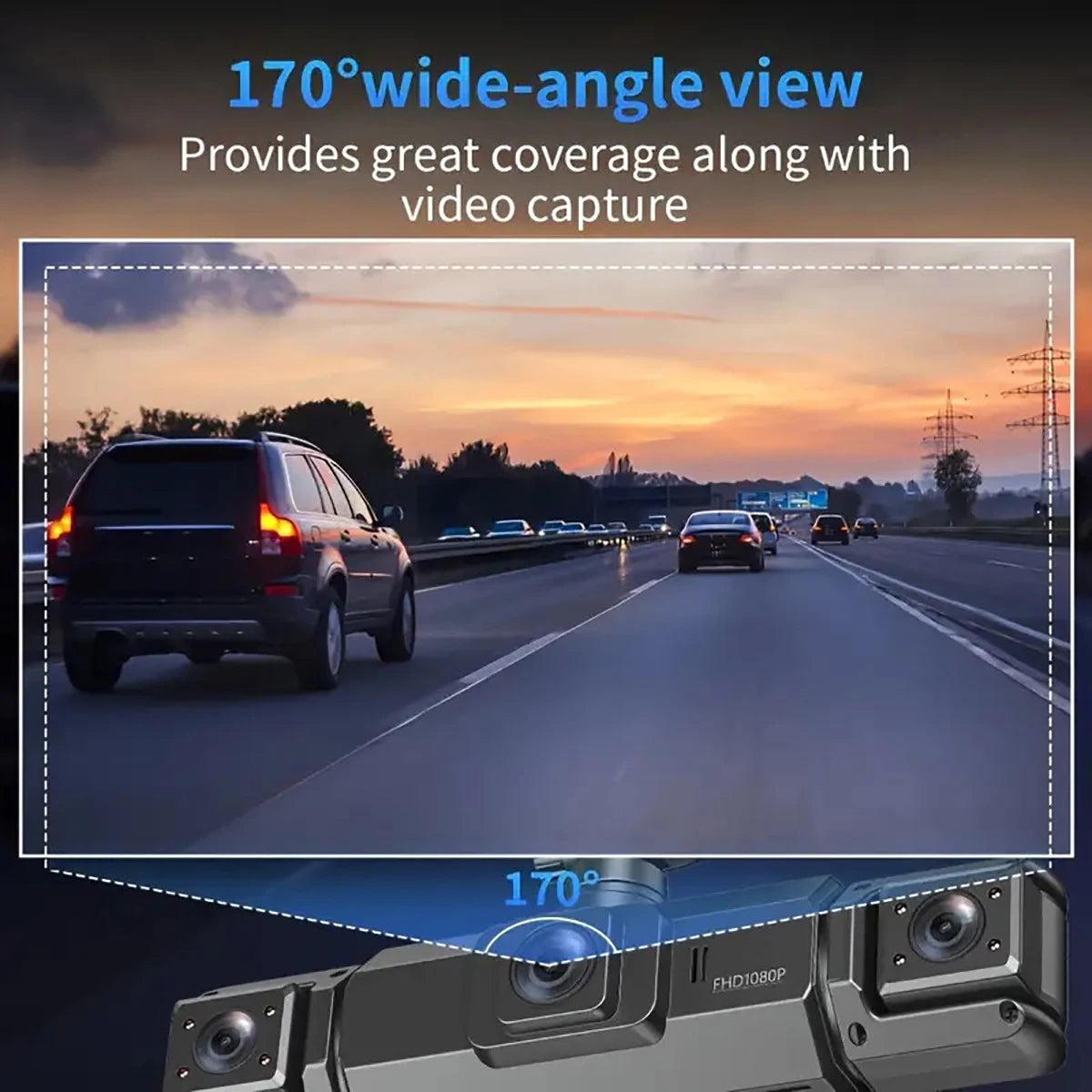 4-linse 360° dashcam med natvision og 24-timers parkeringsovervågning