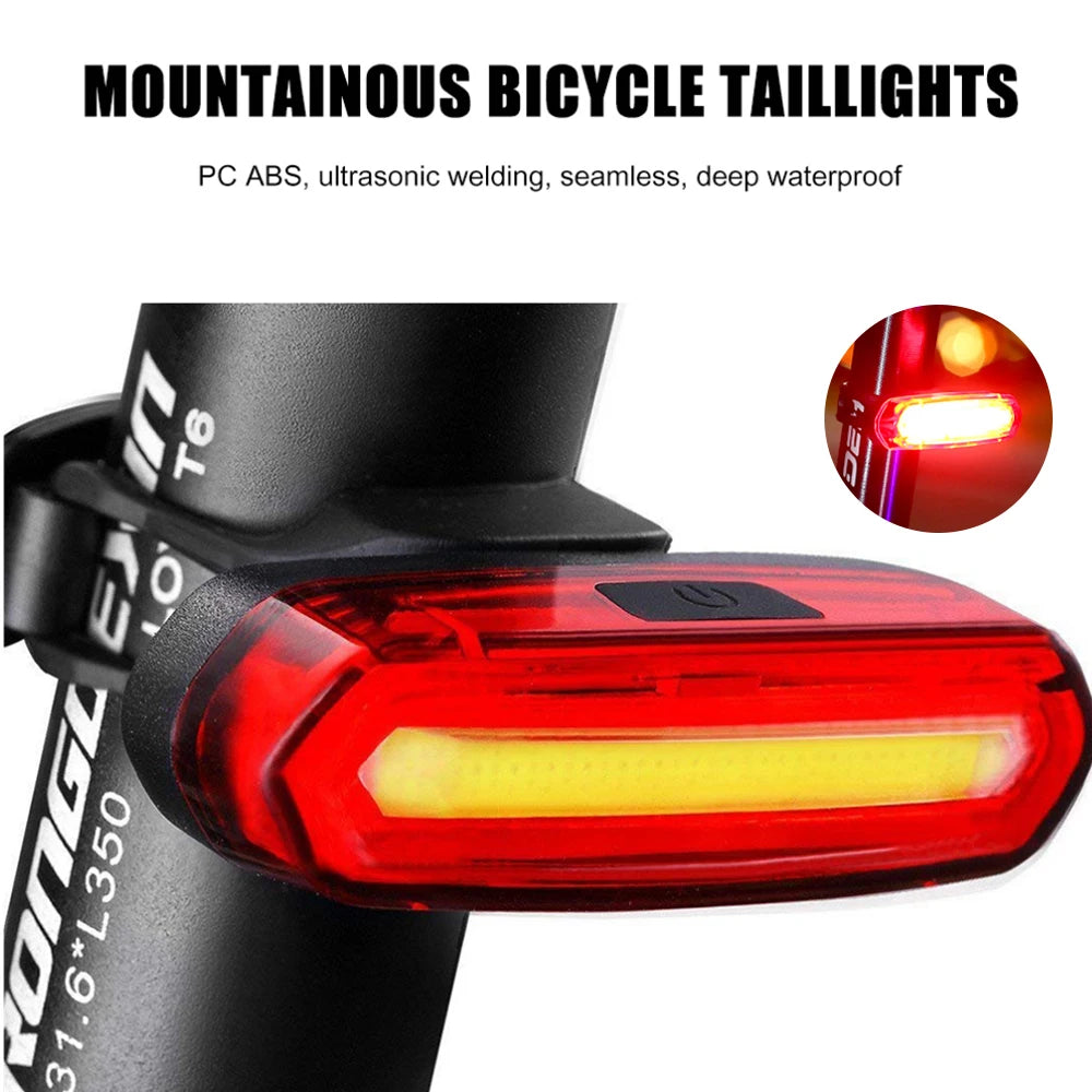 USB uppladdbar COB cykel bakljus