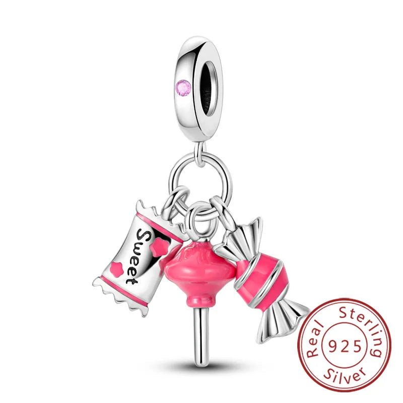 Fit Original 925 Sterling Silver Charms Beads Bow Perfume Bottle Pink Charms for Women Fine DIY Birthday Jewelry Gifts