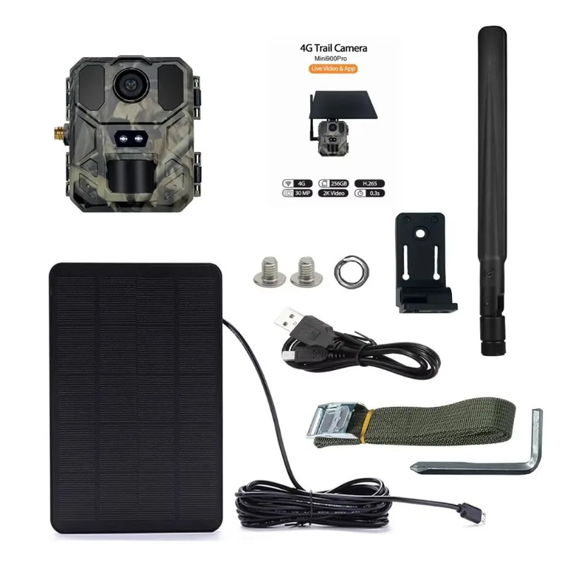 4G Solar Trail Camera with 30MP 2K Live Feed and Night Vision