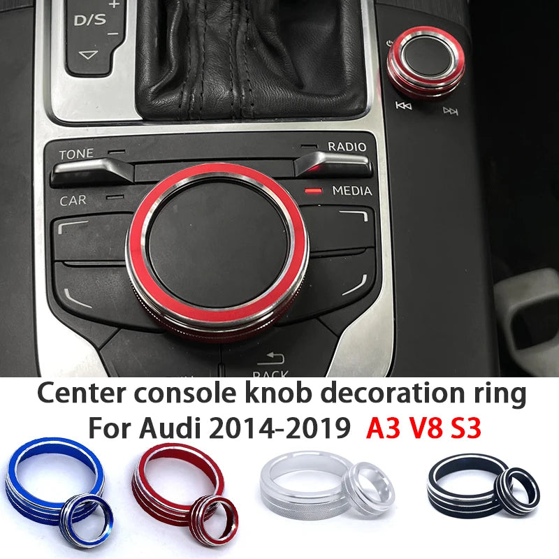 Metal Center Console Volume Knob Trim Ring for Audi A3 S3