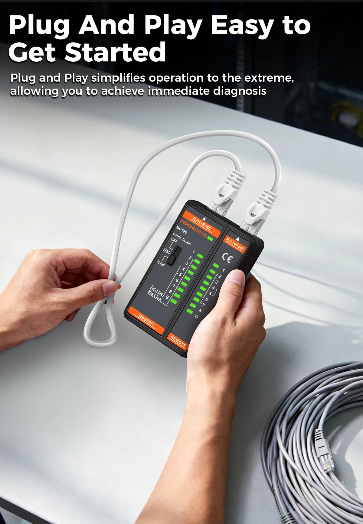MCT02 RJ45 and RJ11 Network Cable Tester