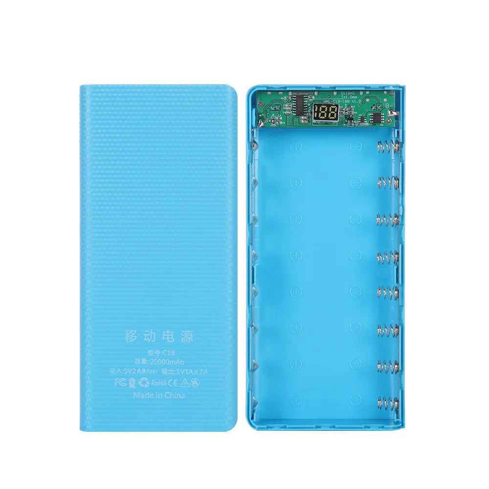 DIY 8*18650 Battery Power Bank Case Charge Storage Box 5V Dual USB Type C Battery Holder Box PD QC3.0 Fast Charge For SmartPhone