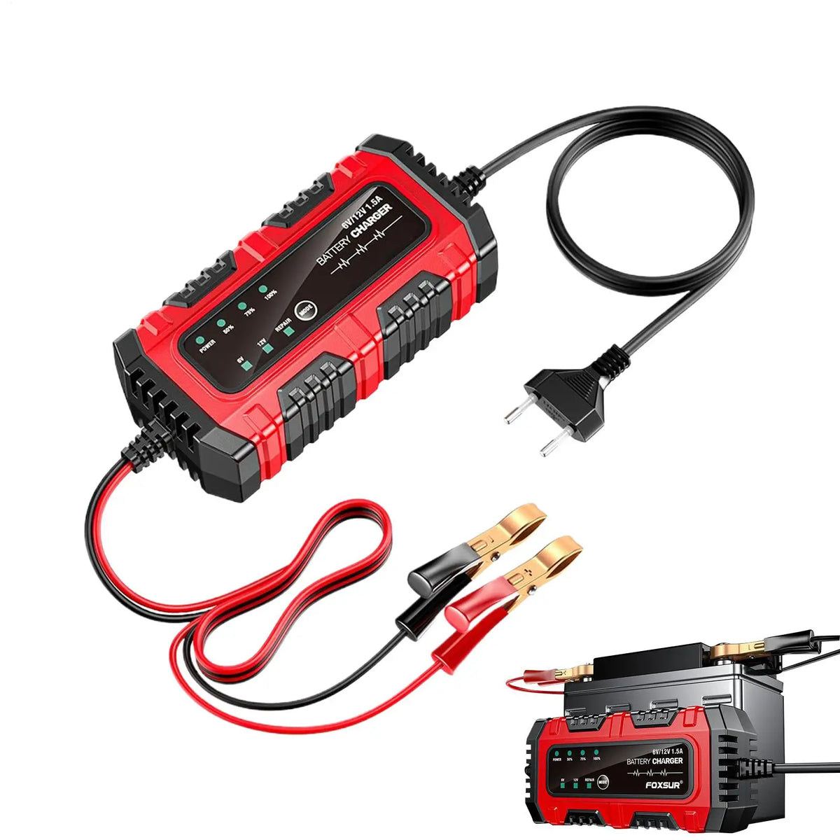 6V/12V Lead-Acid Battery Charger, EU/US Options