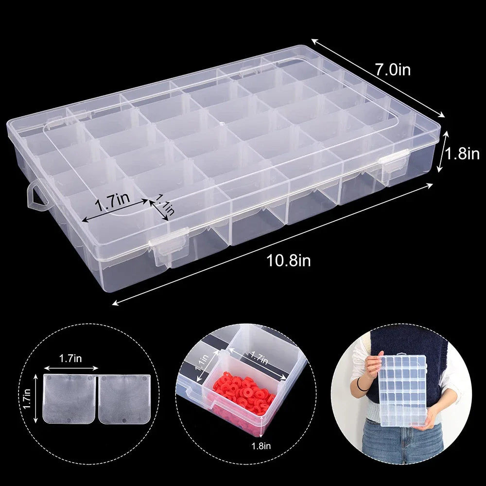 24/36 Transparent Plastic Box Jewelry Box Beaded Components Fishing Gear Box Hardware Tools Packaging Storage Box