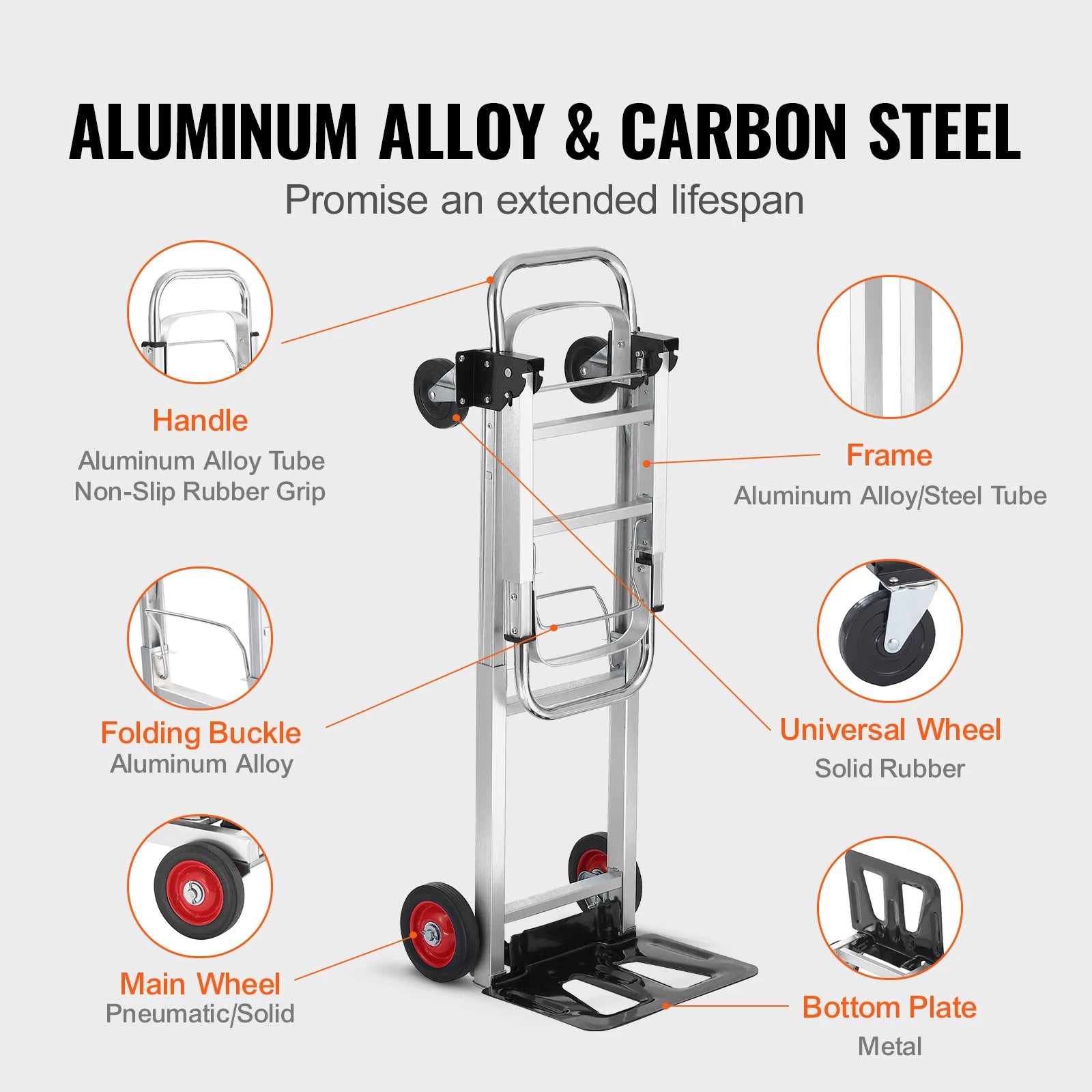 400 lb Folding Hand Truck Convertible Dolly Cart with Wheels